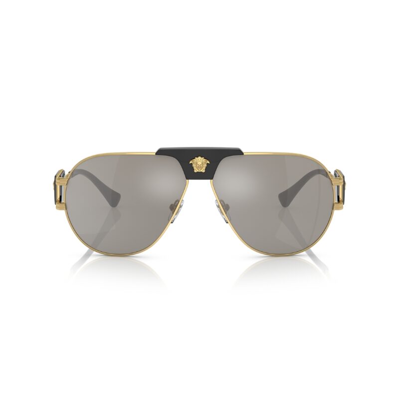 Lunettes de soleil Versace Aviateur VE2252 1002/6G monture or verres miroir argent
