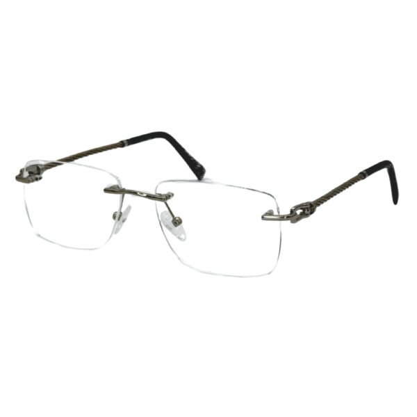 Lunettes de vue sans cadre Blue Eyes Percée, finition Argent, monture rectangulaire légère