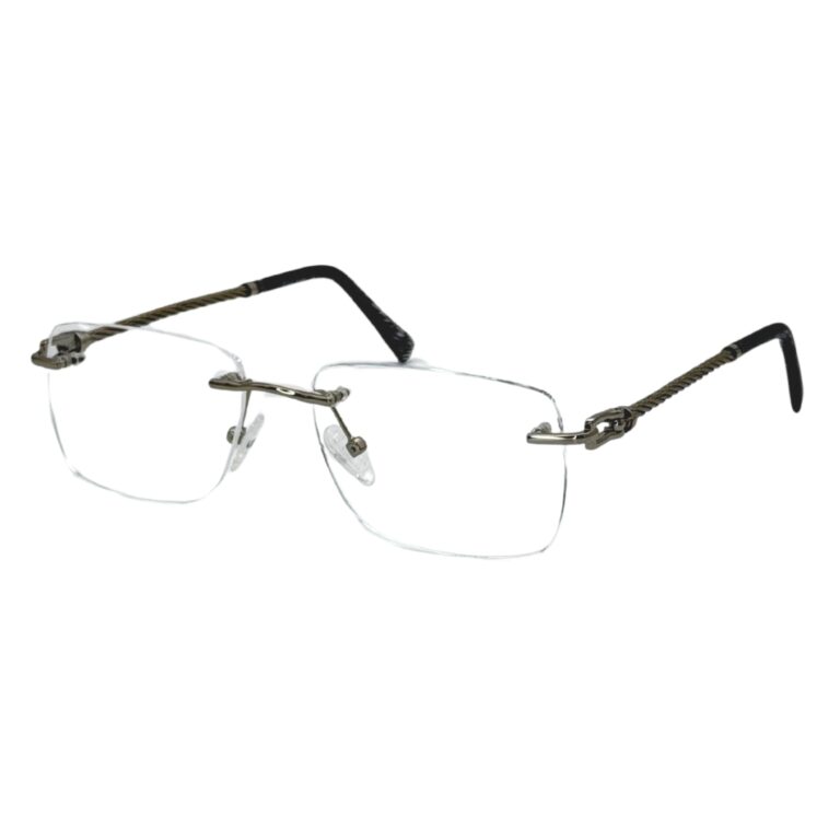 Lunettes de vue sans cadre Blue Eyes Percée, finition Argent, monture rectangulaire légère