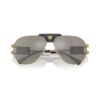 Lunettes de soleil Versace Aviateur VE2252 1002/6G or miroir argent – Vue face Lunettes de soleil Versace Aviateur VE2252 1002/6G monture or verres miroir argent