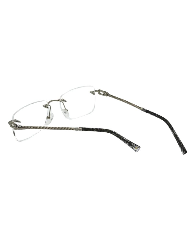 Lunettes de vue sans cadre Blue Eyes Percée, finition Argent, monture rectangulaire légère