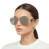 Lunettes de soleil Versace Aviateur VE2252 1002/6G or miroir argent – Vue face Lunettes de soleil Versace Aviateur VE2252 1002/6G monture or verres miroir argent