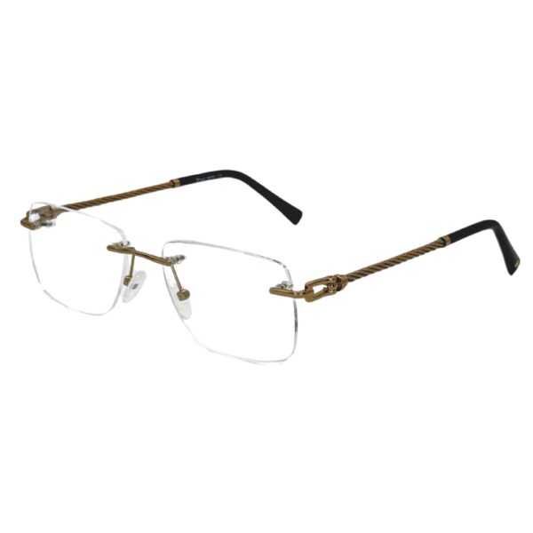 Lunettes de vue sans cadre Blue Eyes Percée, finition dorée, monture rectangulaire légère