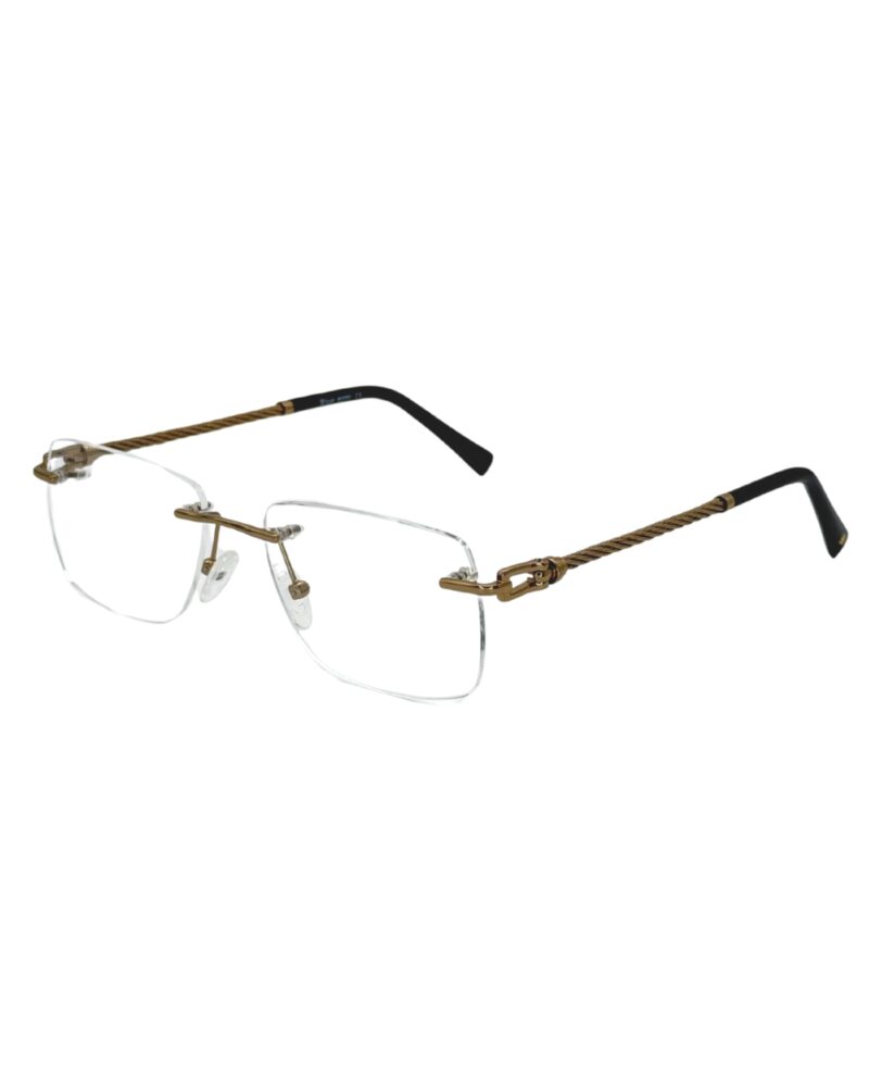 Lunettes de vue sans cadre Blue Eyes Percée, finition dorée, monture rectangulaire légère