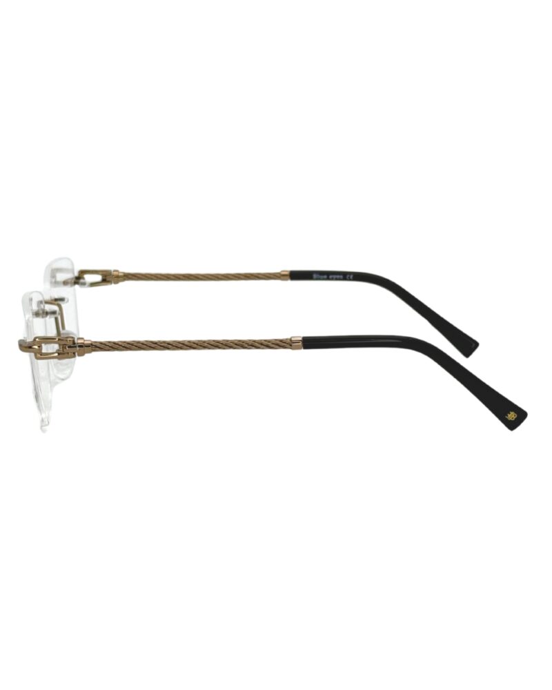Lunettes de vue sans cadre Blue Eyes Percée, finition dorée, monture rectangulaire légère