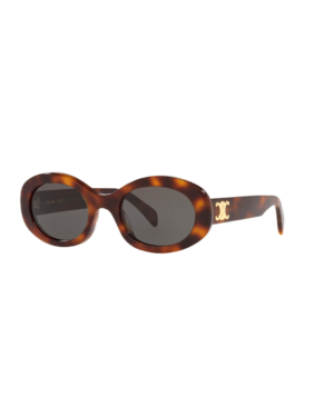 Lunettes de soleil Celine femme modèle CL40194U forme ovale monture acétate marron brillant logo Triomphe doré