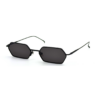 Lunettes de soleil femme hexagonales monture métal Noir verres plats