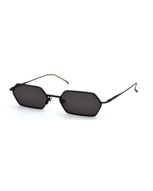 Lunettes de soleil femme hexagonales monture métal Noir verres plats