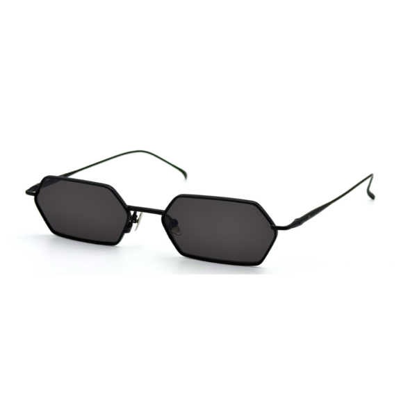 Lunettes de soleil femme hexagonales monture métal Noir verres plats