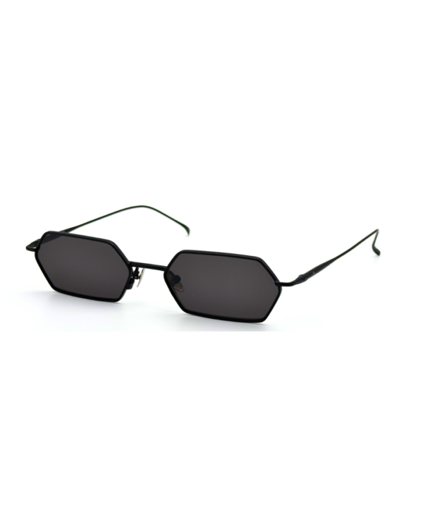 Lunettes de soleil femme hexagonales monture métal Noir verres plats