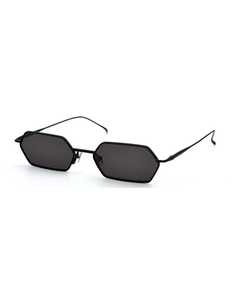 Lunettes de soleil femme hexagonales monture métal Noir verres plats