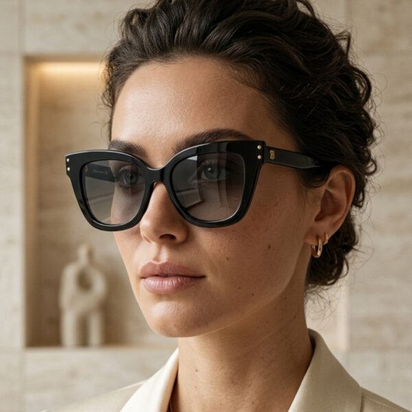 Lunettes de vue clip on femme Blue Eyes, modèle AT1234 en noir brillant avec son clip magnétique.