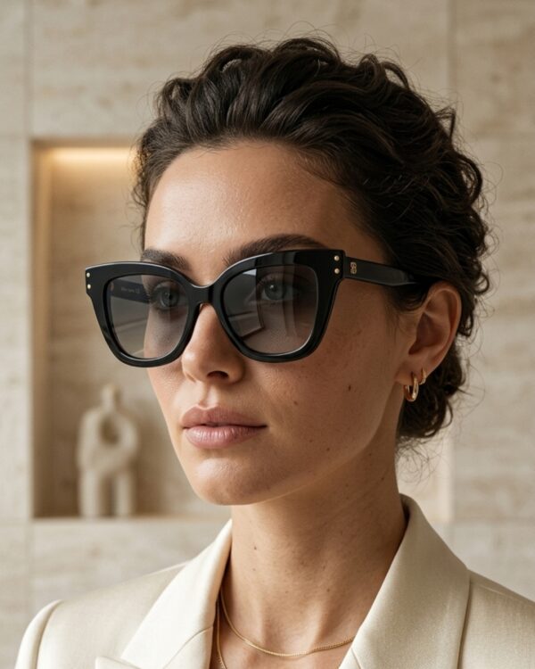Lunettes de vue clip on femme Blue Eyes, modèle AT1234 en noir brillant avec son clip magnétique.