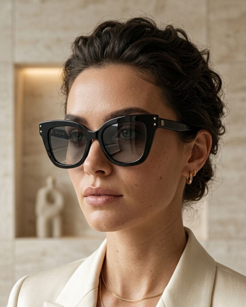 Lunettes de vue clip on femme Blue Eyes, modèle AT1234 en noir brillant avec son clip magnétique.