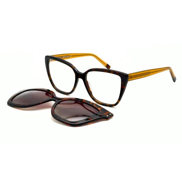 Monture optique femme marron écaille avec clip solaire - Lunettes de vue clip on femme Blue Eyes.