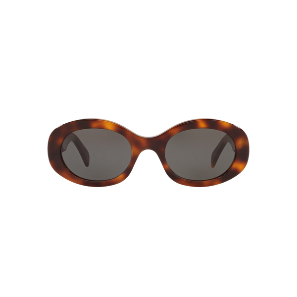 Lunettes de soleil Celine femme modèle CL40194U forme ovale monture acétate marron brillant logo Triomphe doré