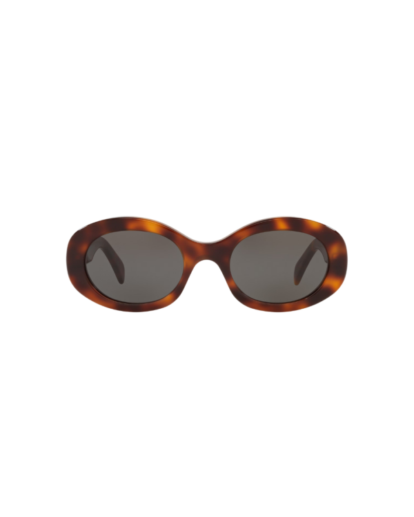 Lunettes de soleil Celine femme modèle CL40194U forme ovale monture acétate marron brillant logo Triomphe doré