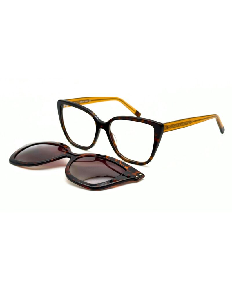 Monture optique femme marron écaille avec clip solaire - Lunettes de vue clip on femme Blue Eyes.