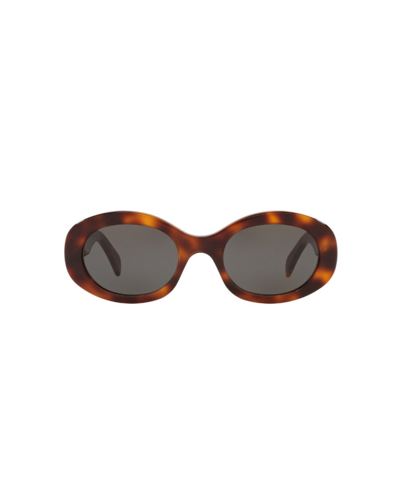 Lunettes de soleil Celine femme CL40194u face Triomphe Lunettes de soleil Celine femme modèle CL40194U forme ovale monture acétate marron brillant logo Triomphe doré
