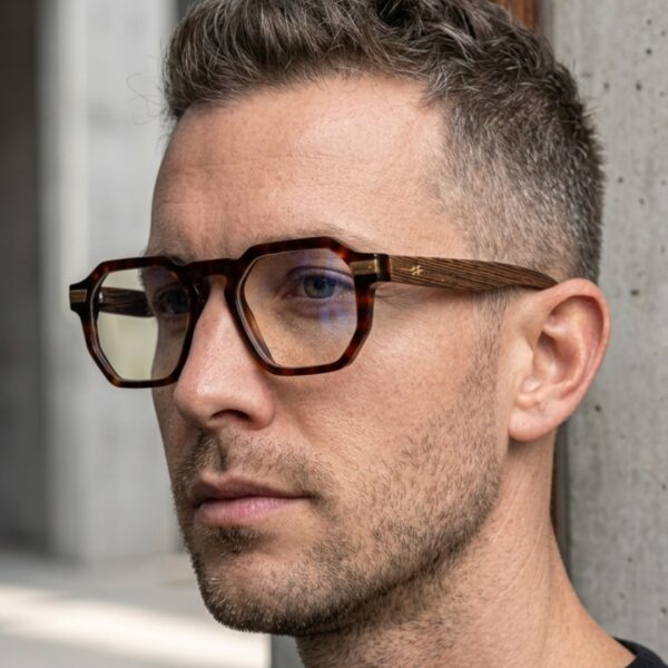 Lunettes de vue VAKAY BREEZE monture hexagonale bois et acétate – homme femme – AZZABI OPTIC Tunisie