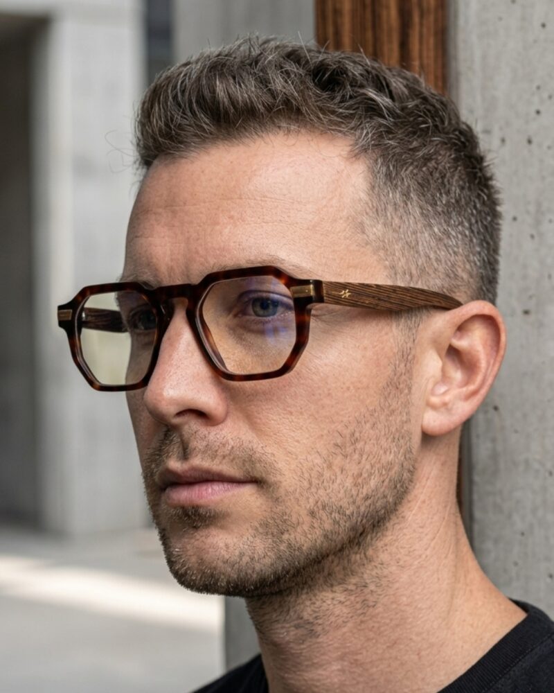 Lunettes de vue VAKAY BREEZE monture hexagonale bois et acétate – homme femme – AZZABI OPTIC Tunisie