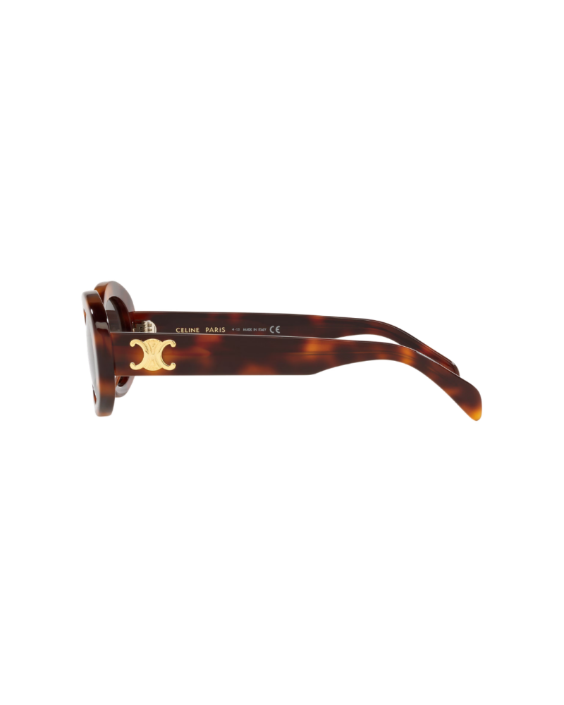 Lunettes de soleil Celine femme CL40194U branches Triomphe Lunettes de soleil Celine femme modèle CL40194U forme ovale monture acétate marron brillant logo Triomphe doré