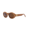 Lunettes de soleil Celine femme modèle CL40194U forme ovale monture acétate marron brillant logo Triomphe doré