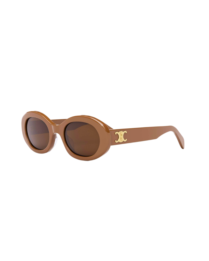 Lunettes de soleil Celine femme CL40194U 3-4Triomphe Lunettes de soleil Celine femme modèle CL40194U forme ovale monture acétate marron brillant logo Triomphe doré