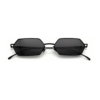 Lunettes de soleil femme hexagonales monture métal Noir verres plats
