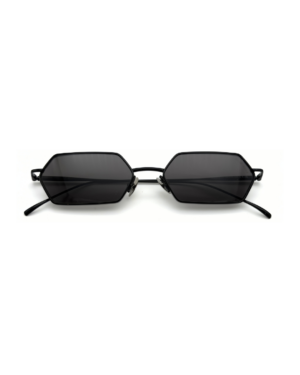 Lunettes de soleil femme hexagonales monture métal Noir verres plats