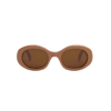 Lunettes de soleil Celine femme modèle CL40194U forme ovale monture acétate marron brillant logo Triomphe doré
