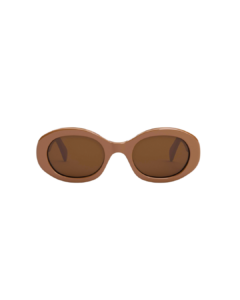 Lunettes de soleil Celine femme modèle CL40194U forme ovale monture acétate marron brillant logo Triomphe doré