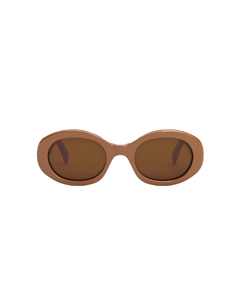 Lunettes de soleil Celine femme CL40194U faceTriomphe Lunettes de soleil Celine femme modèle CL40194U forme ovale monture acétate marron brillant logo Triomphe doré