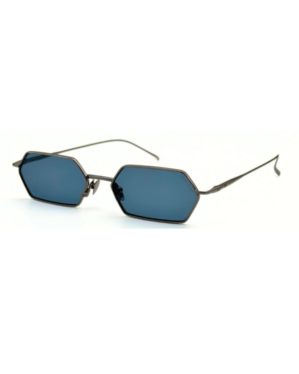 Lunettes de soleil femme hexagonales monture métal Noir verres plats