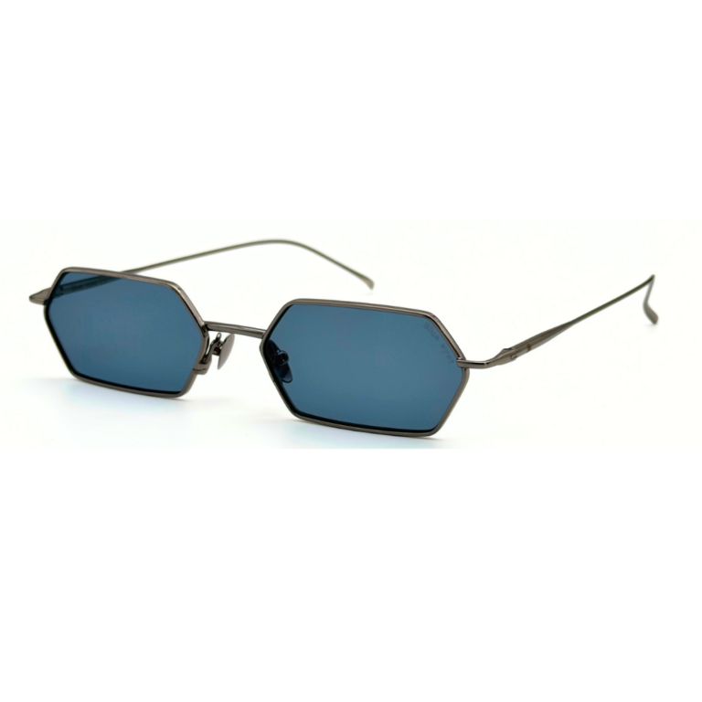 Lunettes de soleil femme hexagonales monture métal Noir verres plats