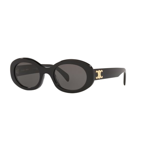 Lunettes de soleil Celine femme modèle CL40194U forme ovale monture acétate marron brillant logo Triomphe doré