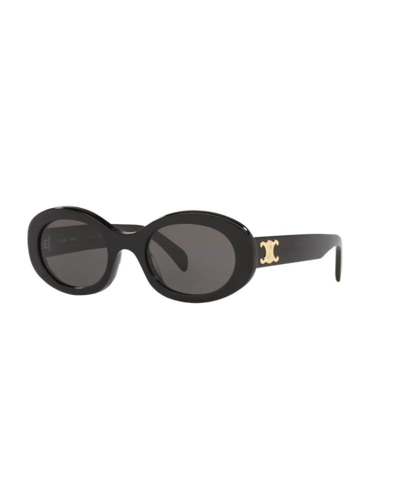 Lunettes de soleil Celine femme CL40194U 3-4Triomphe Lunettes de soleil Celine femme modèle CL40194U forme ovale monture acétate marron brillant logo Triomphe doré