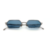 Lunettes de soleil femme hexagonales monture métal Noir verres plats