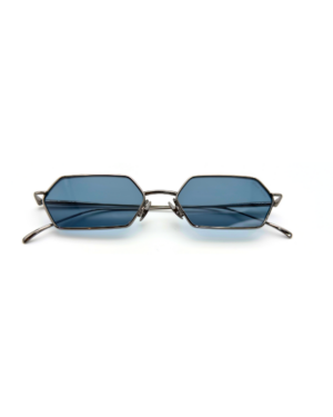 Lunettes de soleil femme hexagonales monture métal Noir verres plats