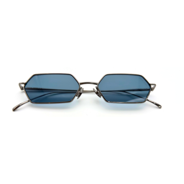 Lunettes de soleil femme hexagonales monture métal Noir verres plats