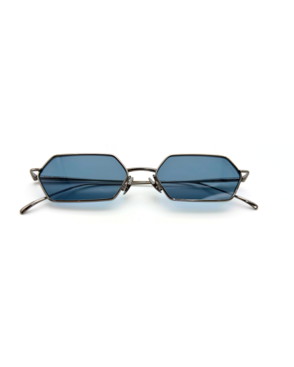 Lunettes de soleil femme hexagonales monture métal Noir verres plats