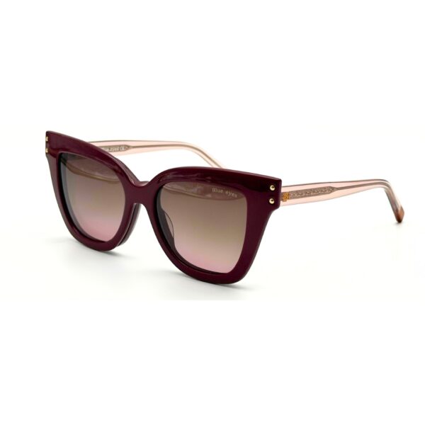 Élégantes lunettes de vue clip on femme bordeaux forme papillon avec clip polarisé magnétique.