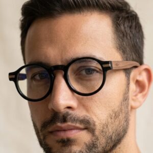 Lunettes de vue unisexe Tunisie – Vakay Earth en acétate et bois véritable – AZZABI OPTIC