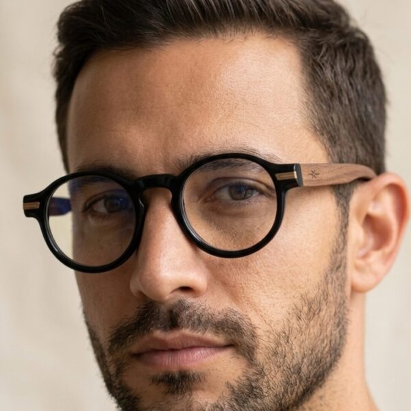 Lunettes de vue unisexe Tunisie – Vakay Earth en acétate et bois véritable – AZZABI OPTIC