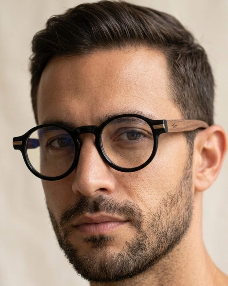 Lunettes de vue unisexe Tunisie – Vakay Earth en acétate et bois véritable – AZZABI OPTIC