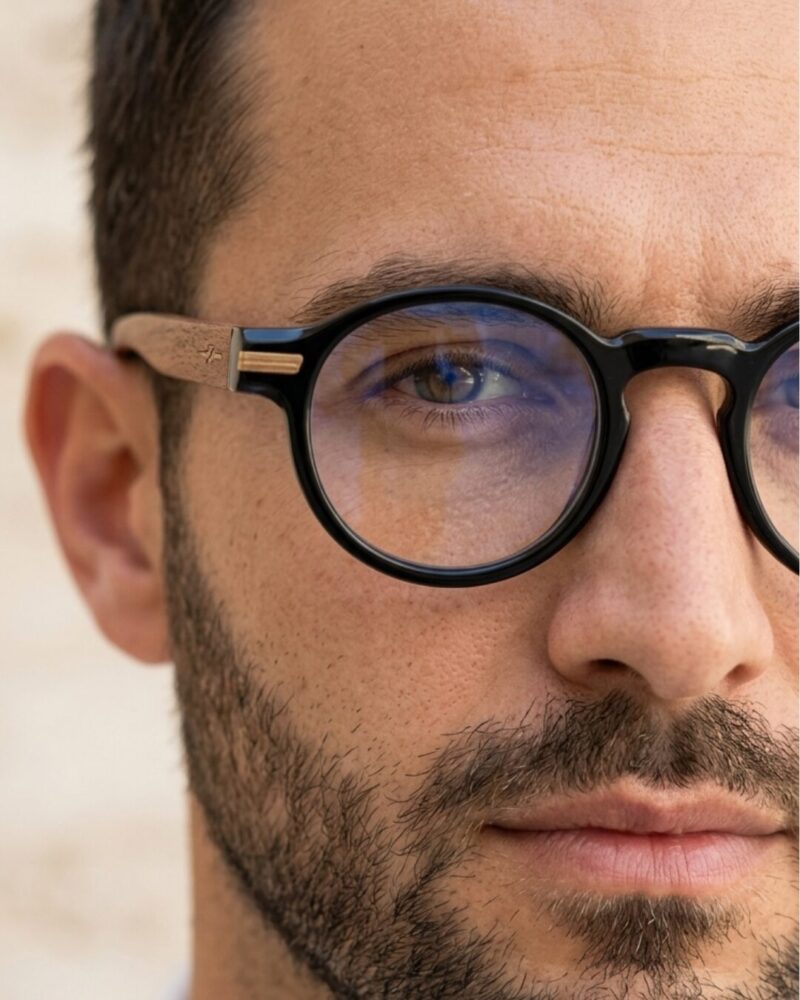 Lunettes de vue unisexe Tunisie – Vakay Earth en acétate et bois véritable – AZZABI OPTIC