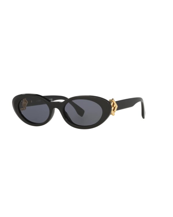 Lunettes de soleil Fendi Tunisie modèle FE40140U en acétate noir, vue de trois quarts avec logo O'Lock doré.