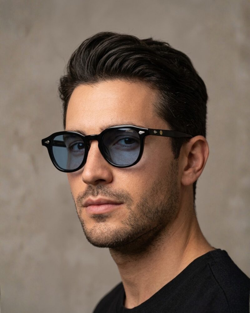 Lunettes Polarisées JOW&BRO Tunisie monture noire brillante verres bleu azur chez AZZABI OPTIC