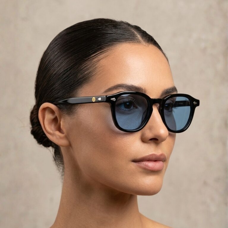 Lunettes Polarisées JOW&BRO Tunisie monture noire brillante verres bleu azur chez AZZABI OPTIC