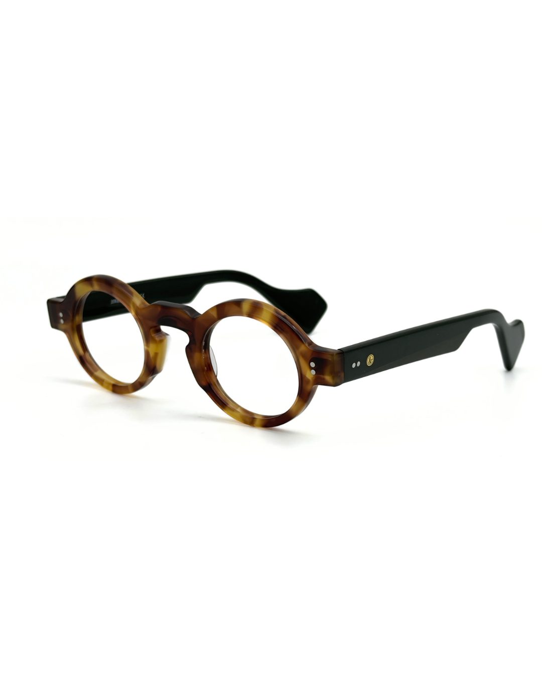 lunettes rondes vintage acétate JOW BRO DJ9082 couleur écaille ambrée pont keyhole